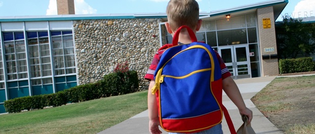 Boy heading to school