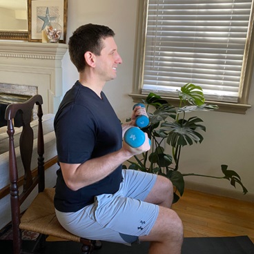 Male displaying physical therapy experiences.