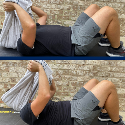 Man displaying how exercises are performed.